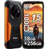 Blackview FORT 1 18GB+256GB Rugged Smartphone Android 15, 11000mAh Cellulare Robusto, Fotocamera AI 16MP Android Telefono 4G, 6.56" HD+ Cellulari Resistente IP68,Dual SIM,5G WIFI,NFC,OTG,GPS, Arancia