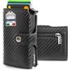 Bronzi® Portafoglio Uomo Slim Piccolo | Portacarte Uomo Donna Portatessere Porta Carte Di Credito | Portafogli Mini Protezione RFID con Portamonete | Box Regalo - Brand Italiano