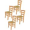 t m c s Tommychairs - Set 4 sedie modello Venice per cucina bar e sala da pranzo, robusta struttura in legno di faggio color miele e seduta in paglia