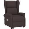 vidaXL Poltrona Massaggiante Alzapersona Poltroncina per Massaggi Divano Singolo Massaggiatore Sedia TV Arredamento Marrone Scuro in Tessuto
