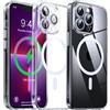 Flyzoo Cover Magnetica Trasparente per iPhone 13 Pro - [con Pellicola di Protezione Fotocamera] [Antilngiallimento & Antiurto & Antigraffio] Custodia Rigida con Bordo in Silicone, 6,1, Trasparente