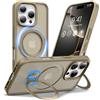 Anqrp Design per iPhone 16 Pro Custodia con supporto magnetico regolabile a 360°, compatibile con Mag, Custodia antiscivolo per iPhone 16 Pro protettiva robusta di grado militare, Titanio Oro