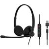 EPOS IMPACT 100 MS Stereo USB-C+A Cuffie con Microfono, Certificate Microsoft Teams, Cancellazione Rumore, Leggere, Controllo Chiamate, Auricolari Morbidi, Adattatore USB, Professionali UC
