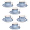 Tognana, Confezione 6 tazze the con piatto Cc 200 Virtuo Blue, New Bone China, Blu