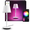 PHILIPS Hue White and Color Ambiance Lampada da Tavolo Hue Go Portable, Luci Smart Dimmerabili Bianche e Colorate, Lampada da Tavolo Design per Interni ed Esterni, IP54, 6,2W, Bianco