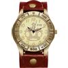 OIDEA Orologio da polso unisex in pelle, vintage, cinturino in vera pelle con corona, quadrante arabo, al quarzo, analogico, retrò, da donna, idea regalo per uomo e donna, colore marrone nero, Retro