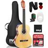 Pyle Chitarra Acustica per Mancini da ¾ - Chitarra Classica a 6 Corde 36" per Principianti con Custodia, Accordatore Digitale, Cintura, Corde, Plettro - Ideale per Studenti Mancini