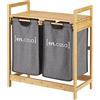 [en.casa] Mobile Portabiancheria in Bambù (AxLxP) 73 x 63,5 x 33 cm con Ripiano e 2 Sacchi Estraibili per Bucato con Capienza 2x 30 L