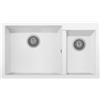 Plados ON8620-N1 Lavello 2 Vasche 86 x 50 cm Sopratop con fascia miscelatore Serie One 86 -20 finitura N1 nanoSTONE BIANCO LATTE