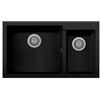 Plados PRONTA CONSEGNA - SPEDIZIONE IMMEDIATA Plados ON8620-N6 Lavello 2 Vasche 86 x 50 cm Sopratop con fascia miscelatore Serie One 86 -20 finitura N6 nanoSTONE DEEP BLACK NERO