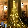 Micacorn Luci Stringa Solare, Luci di decorazione di Natale 2M×9 Striscia 8 Modalità 198 LED Cascata di Luci Fatate Impermeabili Luci Decorative Stringa per Esterni Interni Natale Giardino
