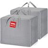 HOLULO 2pz Contenitori per Armadio Salvaspazio, Contenitori per Piumoni con Manico, Traspirante Scatole per Vestiti Porta Abiti Grande capacità per, Coperte, Biancheria da Letto, Grigio, 105L