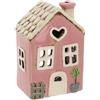 Shudehill Giftware Village Pottery - Portacandele in ceramica, collezione Pretty Garden Floral House, colore: rosa pastello