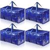 Ouxayapl Set da 4 Borse Trasloco 90L Impermeabili con Cerniera e Maniglie Rinforzate, Borse di Stoccaggio Pieghevoli per Vestiti, Trapunte e Viaggi, Alternative a Scatole di Cartone (Blu, 4 Pezzi)
