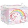 Clastyle Ceste Biancheria Bambini Unicorno Rosa Cestino Giocattoli Vestiti Impermeabile per Ragazza Cestino Portaoggetti per Bagno Cameretta Bucato, Fiore, 40x30x30 cm