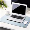 GUBEE PU Cuoio Pad da Scrivania Multifunzionale,Uso Doppio Lato,Impermeabile Antiscivolo Anti-Sporco Tappetino Mouse per Ufficio e Casa,Viaggi (Blu/Argento)