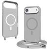 CUZZCASE Cover Compatibile con iPhone 17 Air,Cover Magnetica[Compatibile con MagSafe],Bumper con Laccio,Regolabile Lanyard TPU Corda Silicone Case-Grigio