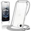 Coiwxmoi Cover per iPhone 16e con Cordino 6,1,Trasparente Custodia con Laccio Tracolla Corda Catena Cinghia,Ultra Morbido Silicone TPU Antiurto Case per iPhone 16e, Grigio Chiaro