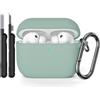 AOTUAO Custodia Compatibile con AirPods PRO 3a Generazione Case Cover con Kit di Pulizia, Case Protettiva Antiurto in Silicone per AirPods PRO 3 Custodia con Moschettone, Cloud Grey