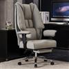 EXCEBET Sedia Ufficio Ergonomica 180kg - Poltrona Direzionale Big & Tall, Sedile a Molle Insacchettate da 14cm (Comfort Divano), Pelle PU con Schienale Alto e Supporto Lombare (Grigio Chiaro)