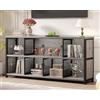 LVB Libreria industriale da 4 5 6 7 8 cubi, libreria orizzontale in legno rustico, moderna e larga, organizer a cubo, grande mensola lunga e bassa per ufficio, camera da letto, soggiorno, rovere
