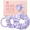 Litbear Set di 3 elastici per capelli in seta al 100% pura di gelso Scrunchies, in 3 misure, anelli per capelli in seta per dormire, delicati contro la rottura dei capelli (rosa + viola + nero)