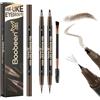 Boobeen 2 Pezzi Matita Sopracciglia Impermeabile, Doppia Punta Microblading Effetto, Lunga Tenuta Antimacchia, Colore Naturale Marrone Scuro con Spazzolina