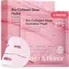 TEREZ & HONOR Maschera viso al collagene coreana: 4 x 33g Real Deep Bio Collagen Mask Korean Skincare - Effetto vetro, riduzione pori, idratazione profonda, antirughe, elasticità e compattezza, senza fragranza