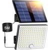 Giliwosy Faretto Led da Esterno Solare con Sensore di Movimento, Luce Solare Led Esterno con 113 LED 2000mAh 4 Modes IP65 Impermeabile, Luci Solari da Giardino con 5M Cavo, 1 Pezzo