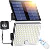 Giliwosy Faretto Led da Esterno Solare con Sensore di Movimento, Luce Solare Led Esterno con Telecomando 113 LED 2000mAh 4 Modes IP65 Impermeabile, Luci Solari da Giardino con 5M Cavo, 1 Pezzo
