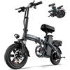 URLIFE Bici Elettrica, 14 Bicicletta Elettrica Pieghevole con 3 Modalità di Guida, Batteria Rimovibile 48V 7.5Ah Autonomia di 60 km E-bike da per Adulti e Adolescenti Grigio