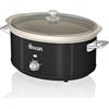 Swan Retro SF17031BNEU - Pentola per cottura lenta, 6,5 l, rimovibile, antiaderente in ceramica libera PFOA e PTFE, 3 livelli di temperatura, coperchio in vetro, Slow Cooker, design vintage, nero, 320