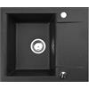 Manestein Lavello da Cucina in Granito, Lavello da Incasso con Scolapiatti, Vasca Singola con Sifone, 80% Sabbia di Quarzo, 1 Vasca, 57 x 43 cm, Nero Screziato