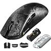 ATTACK SHARK R11 ULTRA Mouse da Gioco Wireless in Fibra Di Carbonio con Cavo a Spirale LED, 8000Hz, Leggero 49g, PAW3950MAX, 42000 DPI, 20000 FPS, Chip Nordic 52840, Nano-metal Coating, Nero Forgiato