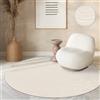 Paco Home Tappeto Cucina Da Esterno Salotto Moderno Balcone Terrazo Motivo Scandinavo Motivo Boho Monocolore Crema, Dimensione:120 cm Rotondo, Colore:Verde 6