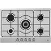 Generico MASTER KITCHEN BASIC MKHG75EXS, Piano Cottura 5 Fuochi Gas Tripla Coroina Centrale, Grigle e Coprifiamma Smaltati, Incasso Standard, Misure cm 75x50