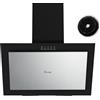 KKT KOLBE Cappa aspirante 60 cm, in acciaio inox, vetro nero, pulsante di controllo, VTH601ED