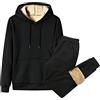 Beokeuioe Tuta invernale da uomo, in pile, da uomo, foderata e calda, interna con pelliccia, 2 pezzi, calda tuta da jogging, A01, XL