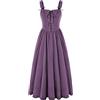 SCARLET DARKNESS Abito da donna con corsetto rinascimentale senza maniche con lacci, medievale, maxi abito, Lilla, L