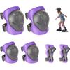 mizikuu Protezioni Set per Bambini, 6 in 1 Protettivi Kit per Bambini 3-8 Anni con Ginocchiere e Gomitiere Set di Gomitiere Sportivi per Skateboard Pattinaggio in Bicicletta, Viola