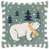 furn. Polar Bear Cuscino Imbottito Di Poliestere (Blu - 45x45cm) | Festivo Natale Trapuntato Testurizzato Bordo A Righe Cuscino Decorativo