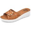 JOMIX Ciabatte Donna Estive Anatomiche Pantofole Zeppa Eleganti a Strappo Regolabile Comode da Casa Mare Spiaggia Piscina Made in Italy TD2011 (Marrone, 40)