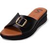 JOMIX Sandali Estivi Donna con Zeppa Comoda Ciabatte Anatomiche Made in Italy per Casa Pantofole Ortopediche con Suola Morbida Antiscivolo Mare Spiaggia Piscina TD2010 Nero 38