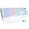 KLIM Chroma Tastiera QWERTZ TEDESCO (DE) per Gaming USB - Nuova Versione - Colori da Videogioco e Retroilluminata - Tastiera da Gioco - Tastiera per Videogame, PC PS4 PS5 Windows, Mac - Bianca