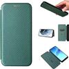 Jeelar ESONG Custodia per Xiaomi 14T Pro,Ultra Sottile Fibra di Carbonio Custodia Antiurto Antiscivolo Cover di Protezione con Porta Carte, [Chiusura Magnetica] [Funzione di appoggio] - Verde