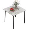 FATIVO Tavolo da Pranzo Marmo Bianco 80x80cm: Tavolo Quadrato da Cucina 4 Posti Tavolo da Soggiorno Moderno Antigraffio Tavolo Scandinavo Bianco Smeraldo Freddo Raffinato da Ristorante Metallo Telaio