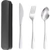 LIVELYPET Posate da viaggio portatili con custodia, posate riutilizzabili in acciaio inox, posate da campeggio per pranzo, lavoro, scuola, picnic, con forchetta