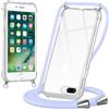 Oelrstfe Cover con Cordino per iPhone 8 Plus/iPhone 7 Plus, Trasparente Silicone Custodia con Regolabile Collana Laccio Tracolla, Antigraffio Proteggere Case Corda per iPhone 8 Plus, Viola