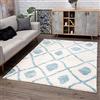 carpet city Tappeto Shaggy a pelo lungo - Stile etnico 120 x 160 cm blu crema - Tappeto moderno per il soggiorno