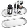 HFDONGL 2 Pezzi Vassoio Decorativo Svuotatasche Design Moderno Vassoio da Portata Vassoio Caffe Vassoio Rettangolare per Dessert Cosmetici Gioielli Profumi (Argento)